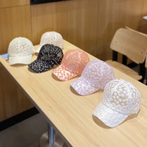 Women Floral Lace Baseball Cap Summer Breathable Daisy Embroidery Mesh Sun Hat Casual