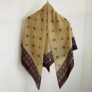 Vintage geometric print large square scarf lightweight breathable shawl fashion accessory elegant drape