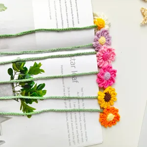 Handmade Knitted Yarn Flower Bookmark Cute Floral Page Marker For Reading School Office Stationery Gift
