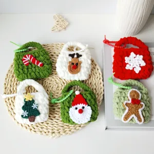 Christmas crochet coin purse mini storage bag cute holiday bluetooth earphone case pendant