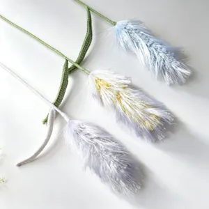 Handgemachter Häkel-Salbei-Blumenstrauß, künstliche Strickpflanze Heimdekoration, weiches Garn.