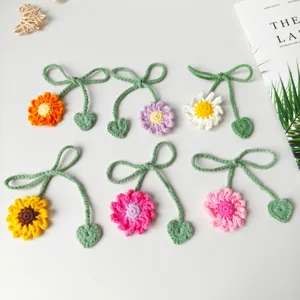 Handmade crochet flower bookmarks cute knitted floral page markers DIY crafts gifts 6pcs set