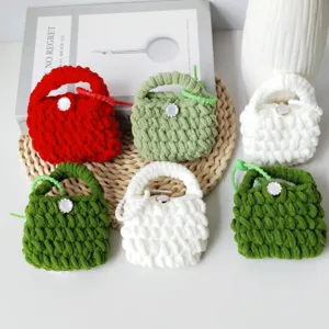 Handmade crochet mini bag cute coin purse knitted headphone pouch key chain gift