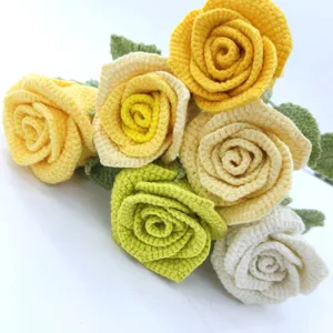 Handmade crochet rose bouquet finished wine glass flowers for Valentine gift home decor