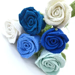 Handmade crochet rose bouquet finished product, beautiful multi-color artificial flowers gift.