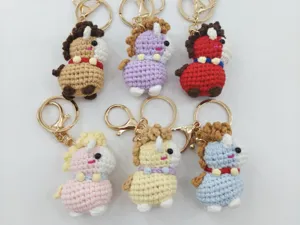 Handmade crochet horse keychains cute knitted animal keychain bag pendants set 6pcs