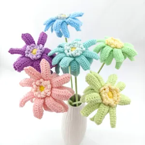 Bouquet de fleurs au crochet fait main marguerite artificielle tricotée décoration cadeau