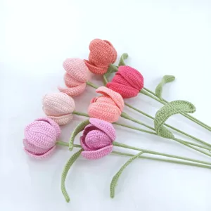 Handgemachte Häkel-Tulpen Blumenstrauß Strick ewige Blumen Heimdekoration Geschenk