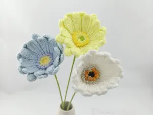 Handmade crochet gerbera flower bouquet simulation wool knitted flowers home decor