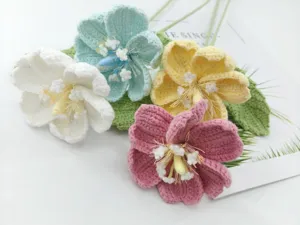 Handmade crochet yarn flowers bouquet permanent decorative gift for Valentine's Day