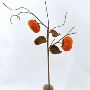 Handmade crochet persimmon branch artificial flower ornament home decoration detail view