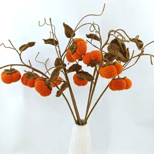 Handmade crochet persimmon flower bouquet home decor table ornament gift product details