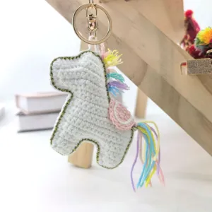 Handmade Crochet Horse Keychain Knitted Animal Bag Charm Car Key Ring