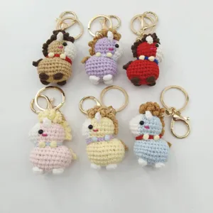 Handmade Crochet Horse Keychain Cute Knitted Animal Bag Charm Car Key Ring Gift