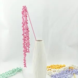Handmade crochet hanging flower bouquet knitted flower home decor vase arrangement gift