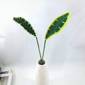 Ramoscello di foglie all'uncinetto fatto a mano pianta finta bouquet decorazione casa regalo