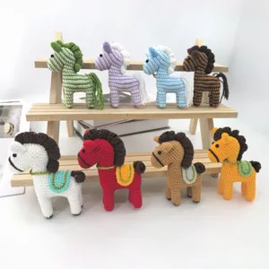 Handmade Crocheted Horse Doll Keychain Cute Knitted Animal Car Hanging Ornament Bag Pendant Charm Gift