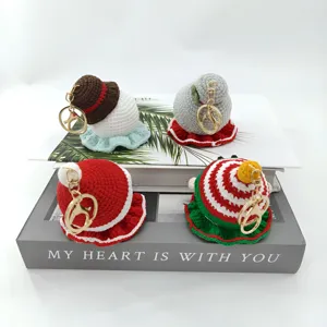 Handmade crochet Christmas character keychain cute bag charm plush pendant set of four pieces