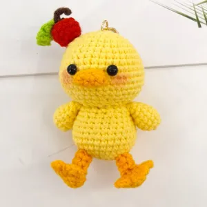 Handgemaakte gehaakte eend sleutelhanger schattige pluche tas hanger cadeau voor vrienden