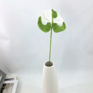 Fatto a mano uncinetto monstera foglia fiore artificiale bouquet regalo decorazione casa