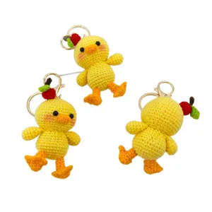 Handgemaakte gehaakte eend sleutelhanger schattige knuffel tashanger cartoon dier cadeau item