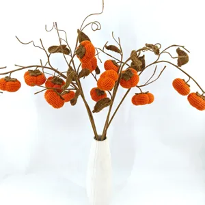 Handmade Crochet Persimmon Simulation Flower Bouquet Home Decor Gift
