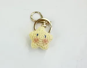 Bonito Hecho A Mano Ganchillo Estrella Llavero Bolso Colgante Amarillo Peluche Regalo