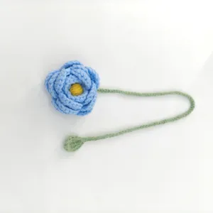 Handmade crochet blue flower bookmark wool knitted creative gift page marker main product view