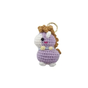 Handmade crochet horse keychain cute knitted pony plush charm bag pendant accessory.