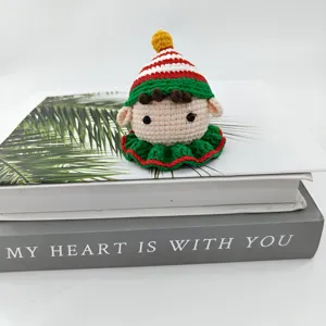 Handmade Crochet Christmas Elf Keychain Cute Wool Bag Pendant Holiday Gift Accessory