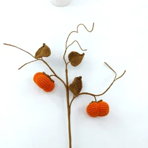 Handmade crochet persimmon branch artificial flower home decoration gift cute autumn ornament
