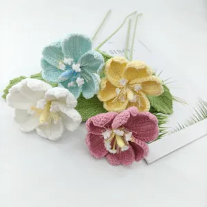 Handcrafted crochet flower bouquet eternal knitted yarn flowers for gifts valentines day