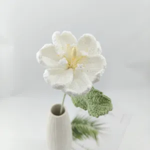 Handmade crochet white flower yarn flower vase decor romantic gift home decoration