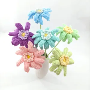 Bouquet de fleurs de gerbera au crochet fait main mignonnes fleurs artificielles tricotées cadeau