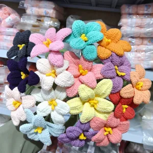 Handmade crochet flower bouquet colorful woolen knitted everlasting flowers gift decor new