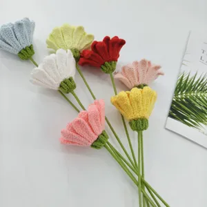 Handcrafted crochet gerbera flower bouquet colorful knitted artificial flowers home decor