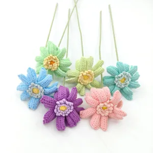 Bouquet de fleurs de marguerites au crochet fait main plante artificielle cadeau déco