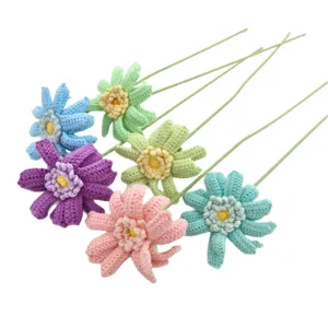 Fleurs de gerbera au crochet faites à la main bouquet de fleurs en fil coloré pour la décoration