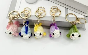 Portachiavi pesce carino all'uncinetto fatto a mano ciondolo borsa peluche accessorio regalo