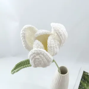 Handgefertigte Häkelblume Detailaufnahme in Weiß, ideal als schöne Heimdekoration oder Geschenk.
