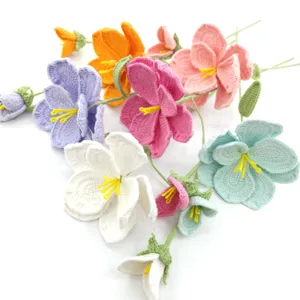 Handmade Crochet Bellflower Bouquet Knitted Artificial Flower Home Decor Gift For Friends And Family