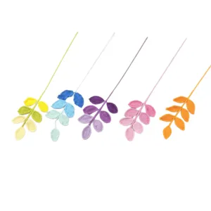 Steli di foglie all'uncinetto fatti a mano bouquet artificiale colorato decorazione