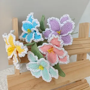 Handmade crochet flower bouquet knitted wool tulip home decor floral gift main display item