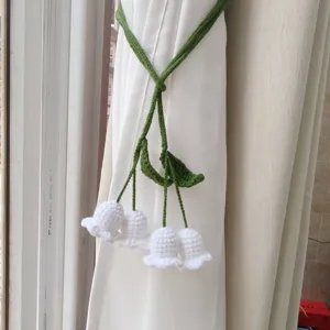 Handmade crochet lily of the valley curtain tieback decorative floral home decor strap