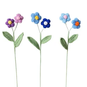Ramo de flores artificiales de hilo tejido a crochet hecho a mano para decoracion