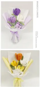 Handcrafted crochet tulip bouquet detail, beautiful handmade gift for birthday, Mother's Day.