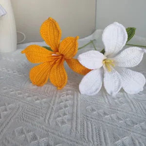 Handmade crochet flower bouquet knitted wool home decoration desktop ornament fake floral artifact