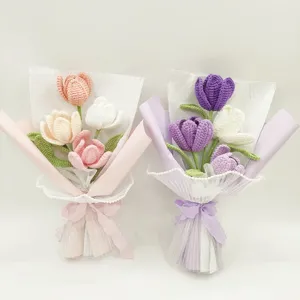 Handmade crochet tulip bouquet romantic gift for birthday mother's day party decor