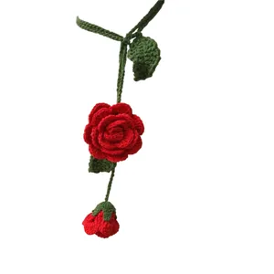 Handmade crochet rose flower curtain tie back home decor hanging accessory main view
