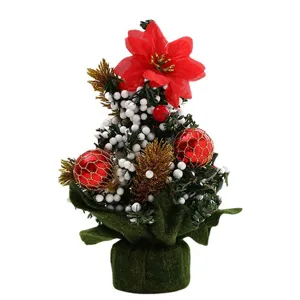 Mini sapin de noel de bureau decoration petit arbre artificiel de 20cm avec baies